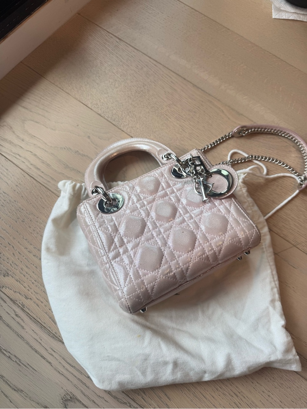 Dior Quilted Metallic Light Pink Crossbody Bag - Picture 4 of 12